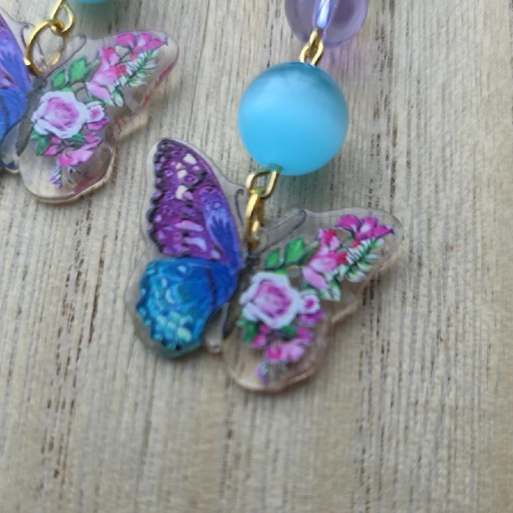 Handmade Butterfly Charm Earrings - Picture 3 of 5